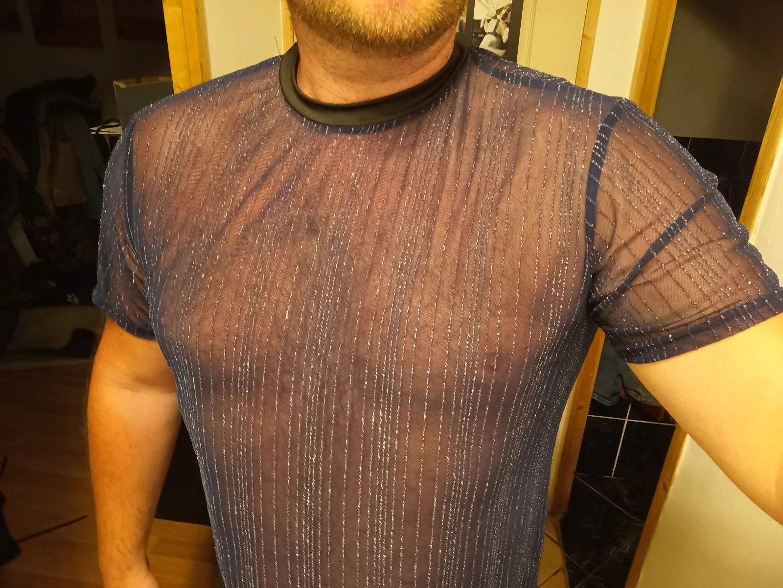 T-shirt bleu transparent homme